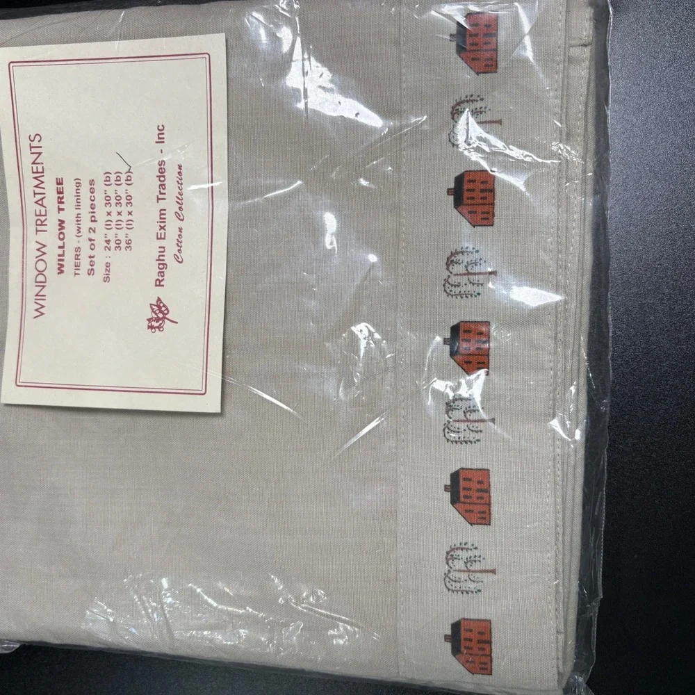 Raghu Exim Trades Set 2 Curtain 36x30 Farmhouse Primitive‎ Country Style NWT